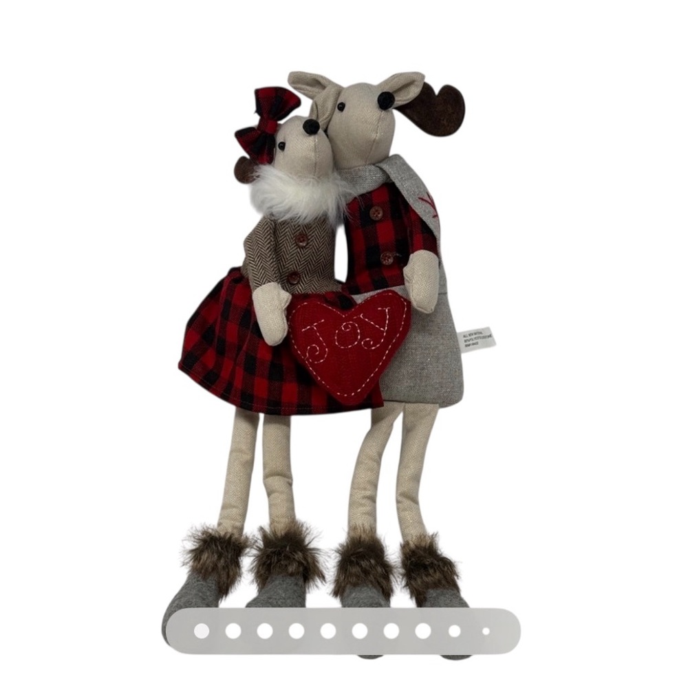 Christmas Plush Moose Couple Shelf Sitter